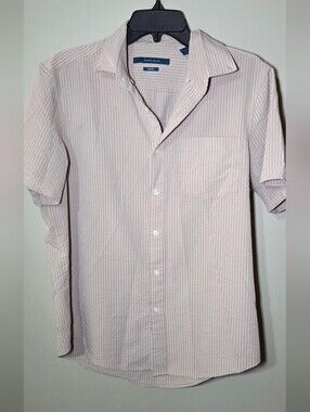 Perry Ellis Men’s Short Sleeve Button Down Shirt Size Small Stretch Textured
